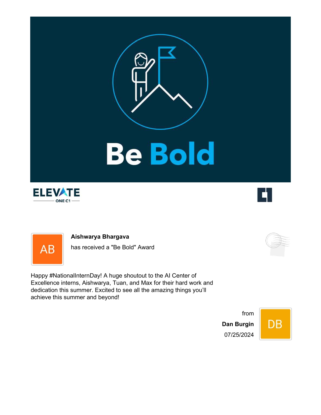 Be Bold Award